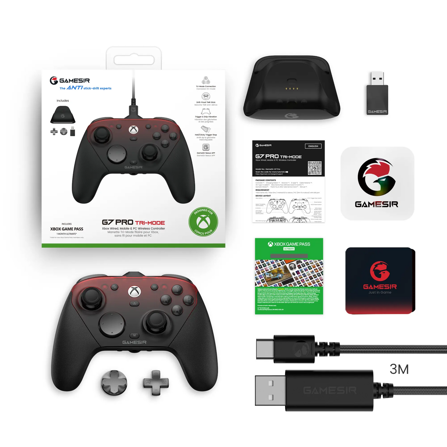 GameSir G7 Pro Controller | TMR Sticks, Hall Effect Triggers, 1000Hz, Xbox / PC / Android | Charging Station Included