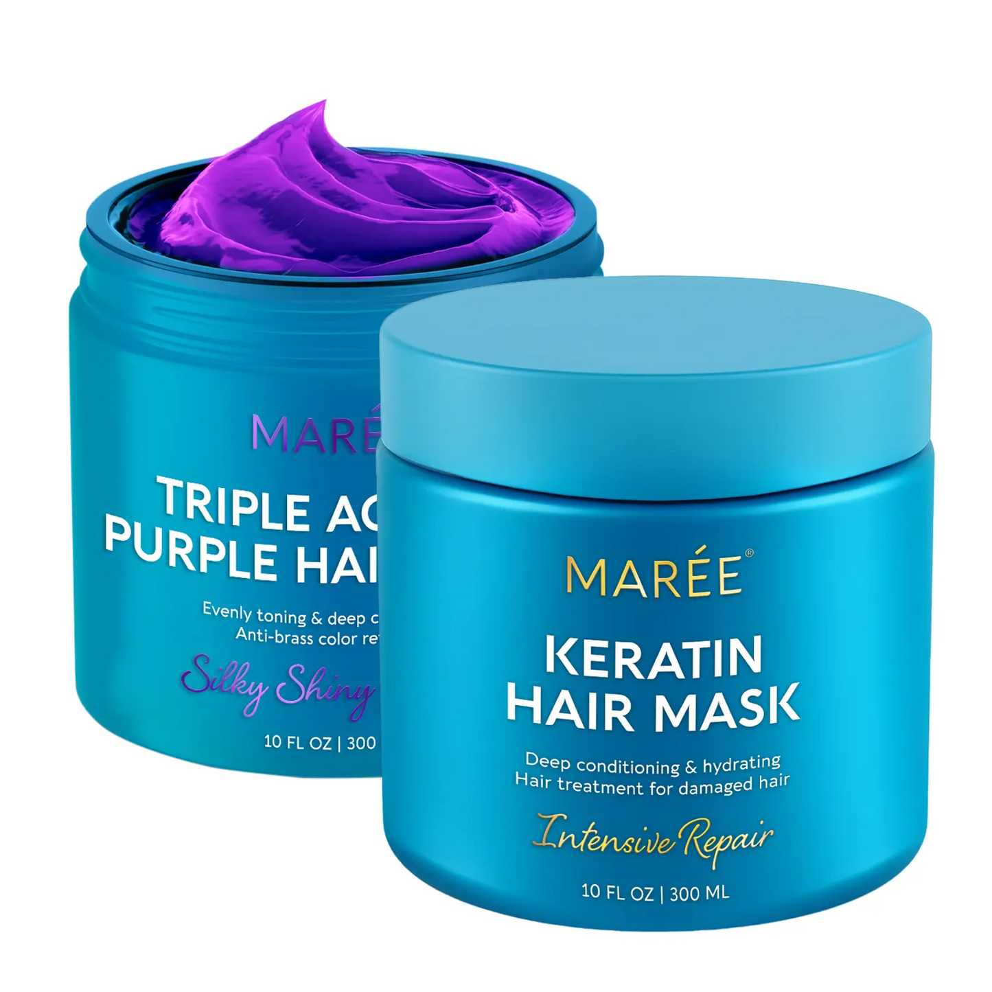 MARÉE Hair Mask Collection | Keratin, Purple Toner, Argan Oil, 10-in-1 & Curl Repair – 10 oz