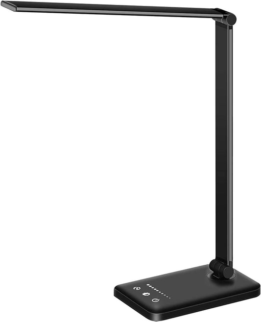 White Crown LED Desk Lamp – Dimmable, USB Charging, 5 Modes, 30/60 Min Timer, Touch Control