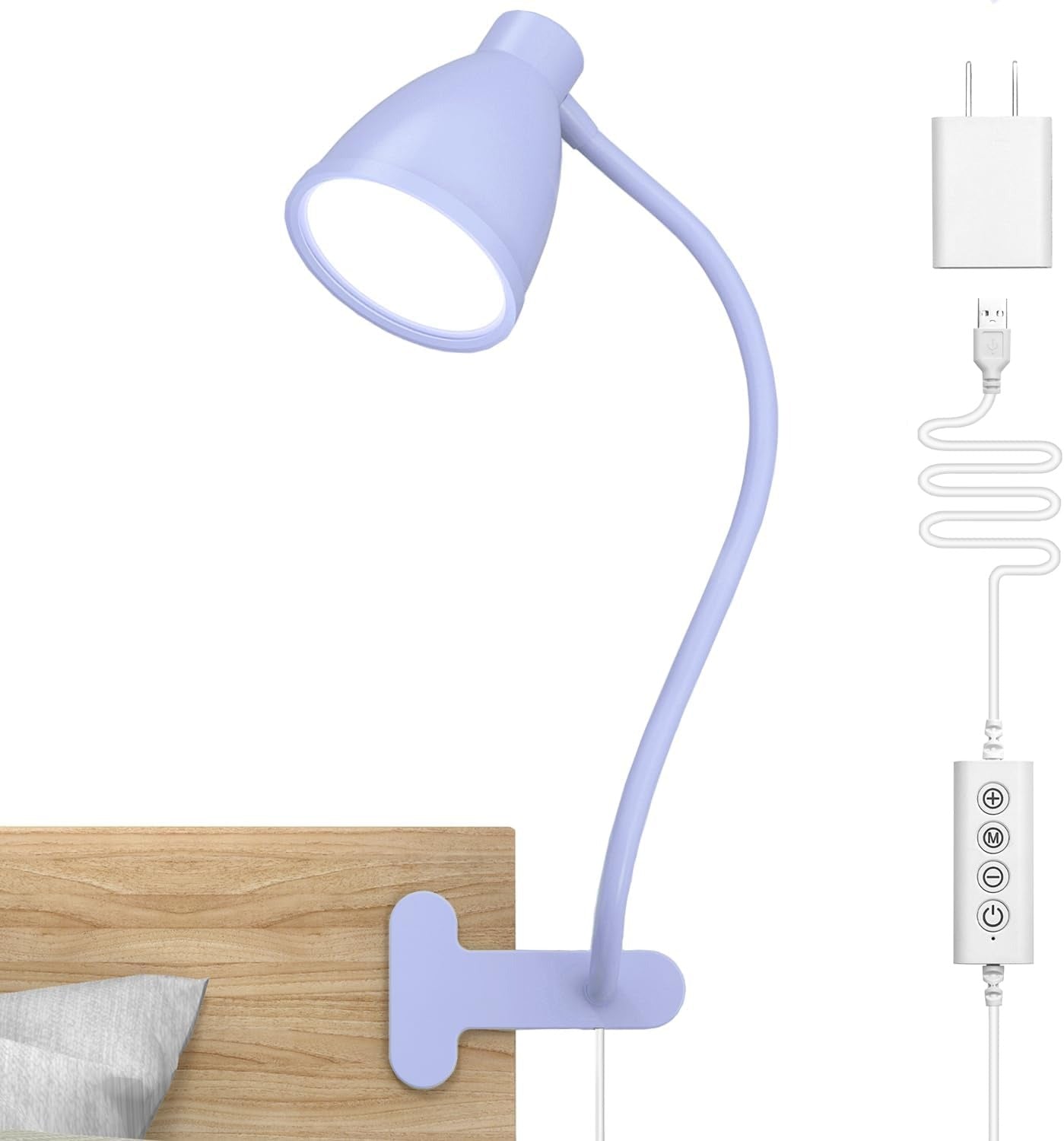 BOHON Clip-On Desk Lamp – 5 Color Modes, 10 Brightness Levels, Auto Timer, 360° Flexible Neck