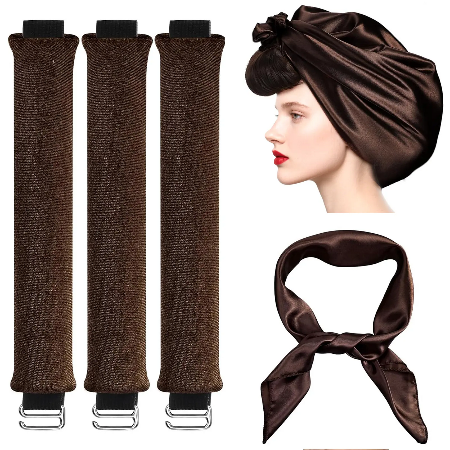 Heatless Curling Rod Kit | Velvet Hair Curlers to Sleep In, Silk Scarf | No Heat Curls for Long & Medium Hair | 4 / 8 / 12 pcs
