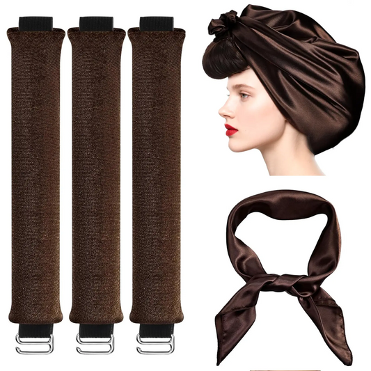 Heatless Curling Rod Kit | Velvet Hair Curlers to Sleep In, Silk Scarf | No Heat Curls for Long & Medium Hair | 4 / 8 / 12 pcs