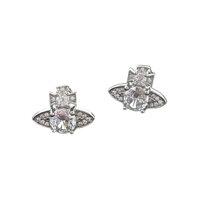 CZ Planet Stud Earrings | Unisex Punk Hip-Hop Streetwear Jewelry | Men & Women | 3 / 6 / 9 Pairs