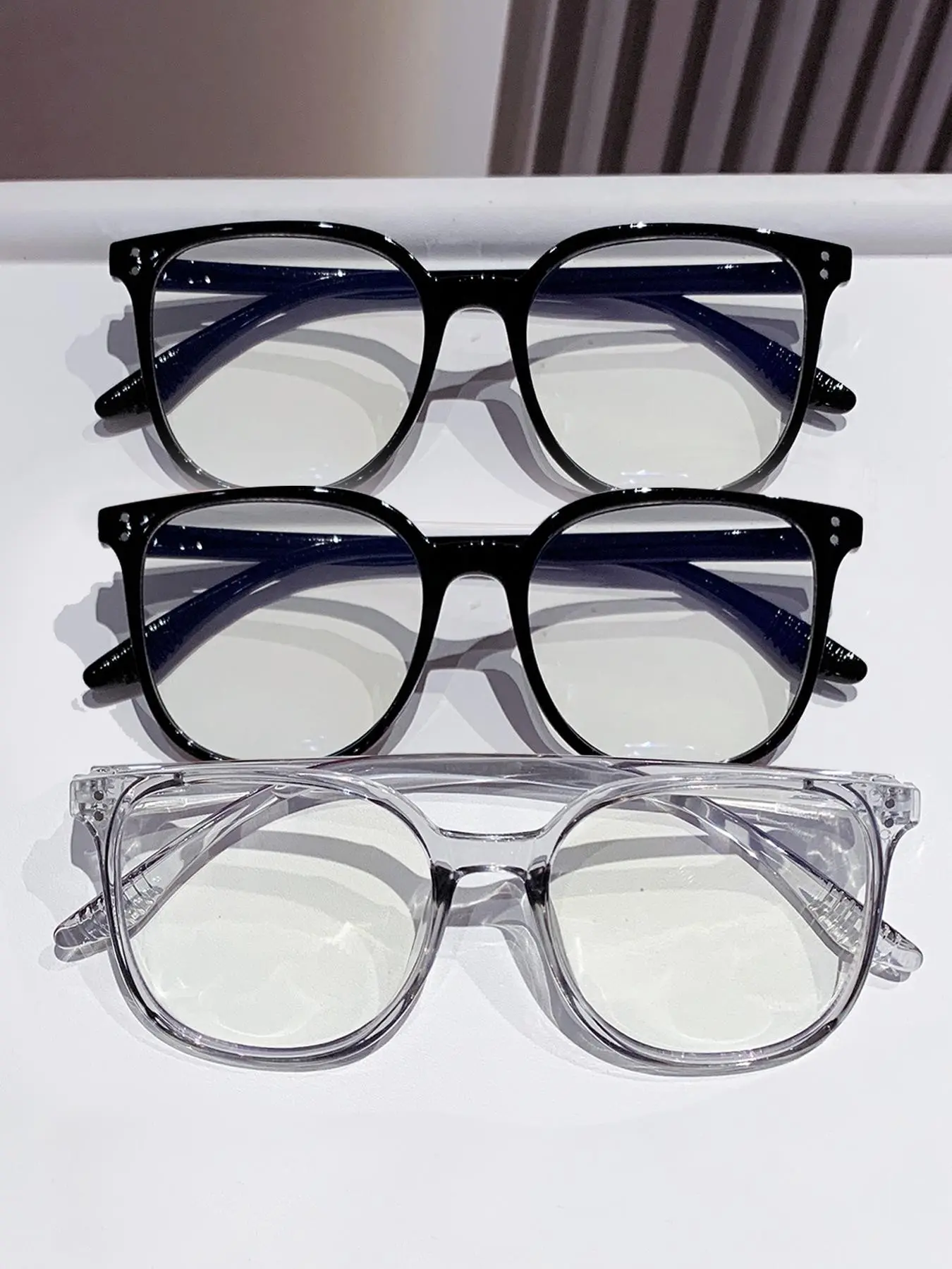 Anti-Blue Light Glasses | Large Frame Fashion Eyeglasses for Women & Men | Work, Study & Daily Wear | Set 1 / Set 2