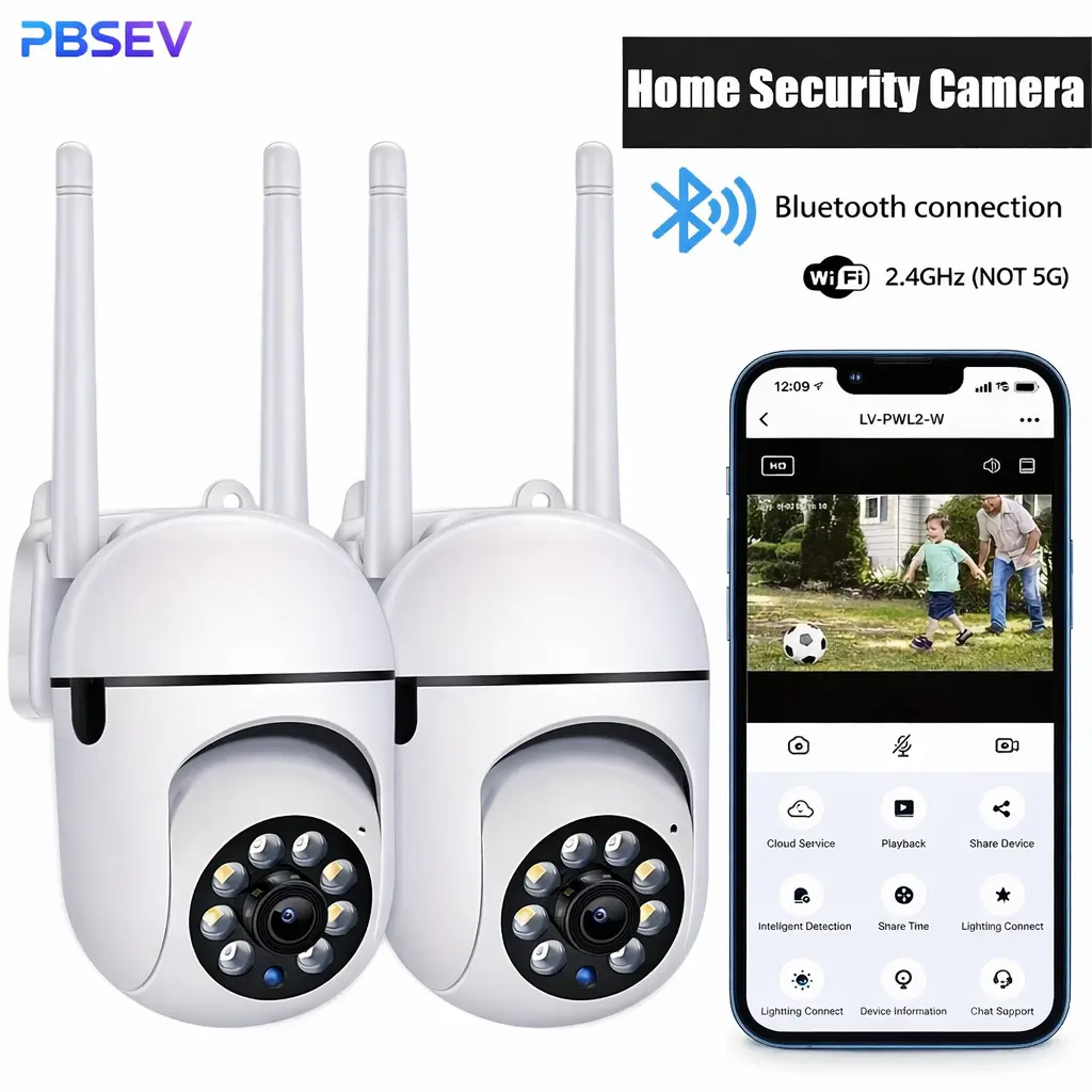 PBSEV Indoor Security Camera 1080P | 360° Pan-Tilt, Night Vision, Motion Detection, 2-Way Audio & Phone App | Baby & Pet Monitor (1/2/4/6 Pack)