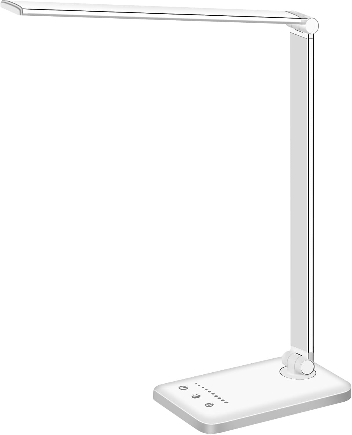 White Crown LED Desk Lamp – Dimmable, USB Charging, 5 Modes, 30/60 Min Timer, Touch Control
