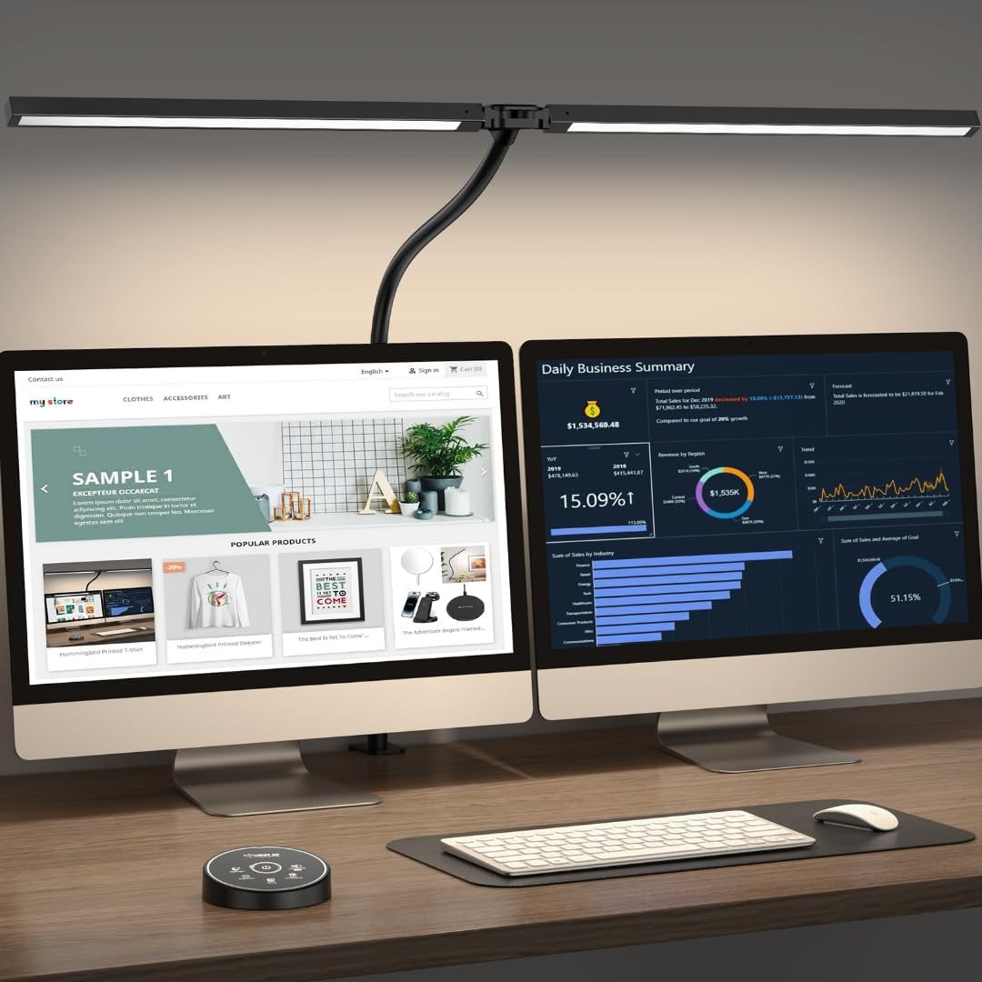 LED Architect Desk Lamp – 24W, 5 Color Modes, Clamp, Dual Screen Light for Office & Study
