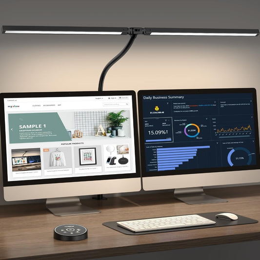 LED Architect Desk Lamp – 24W, 5 Color Modes, Clamp, Dual Screen Light for Office & Study