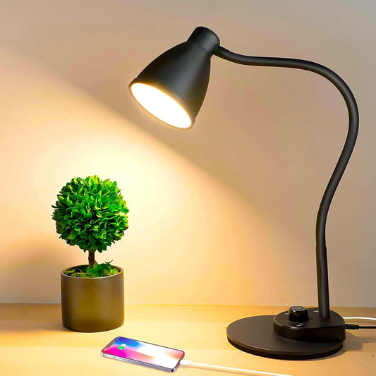 BOHON LED Desk Lamp with USB Charging – 3 Color Modes, Auto Dimming, Flexible Neck, Touch Control
