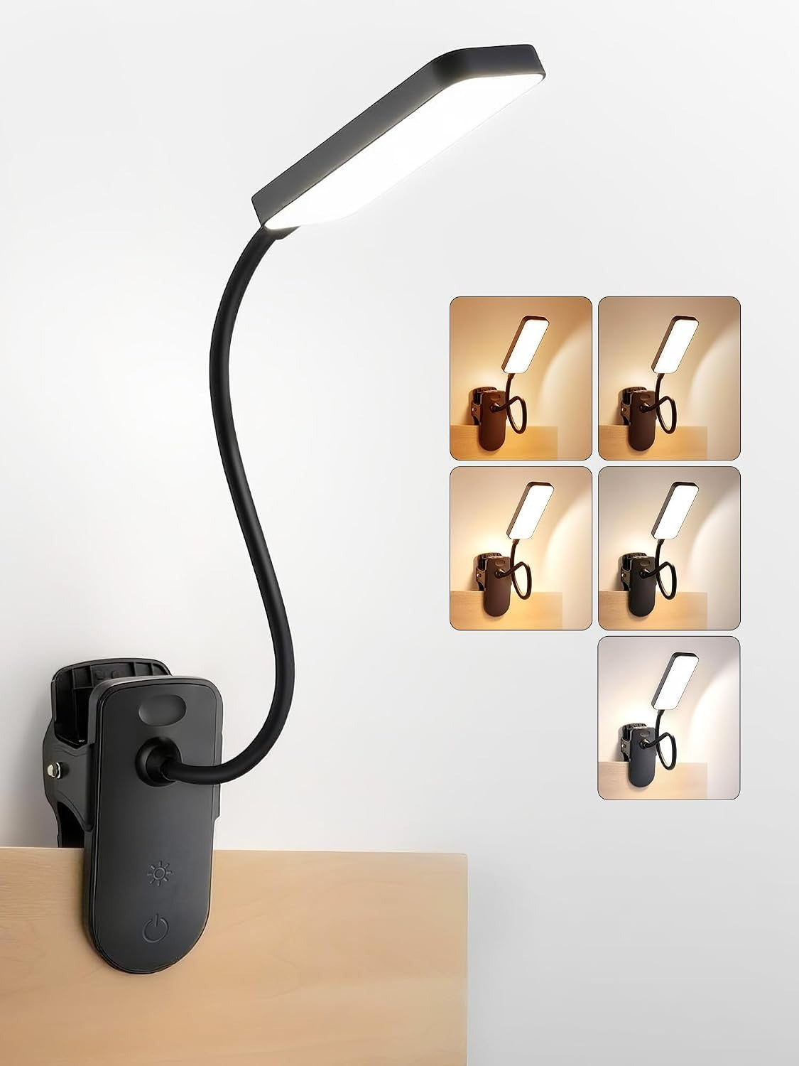 Clip-On Rechargeable Desk Lamp – 4000mAh, 48 LEDs, 9 Brightness, 5 Colors, 450 Lumens, Cordless