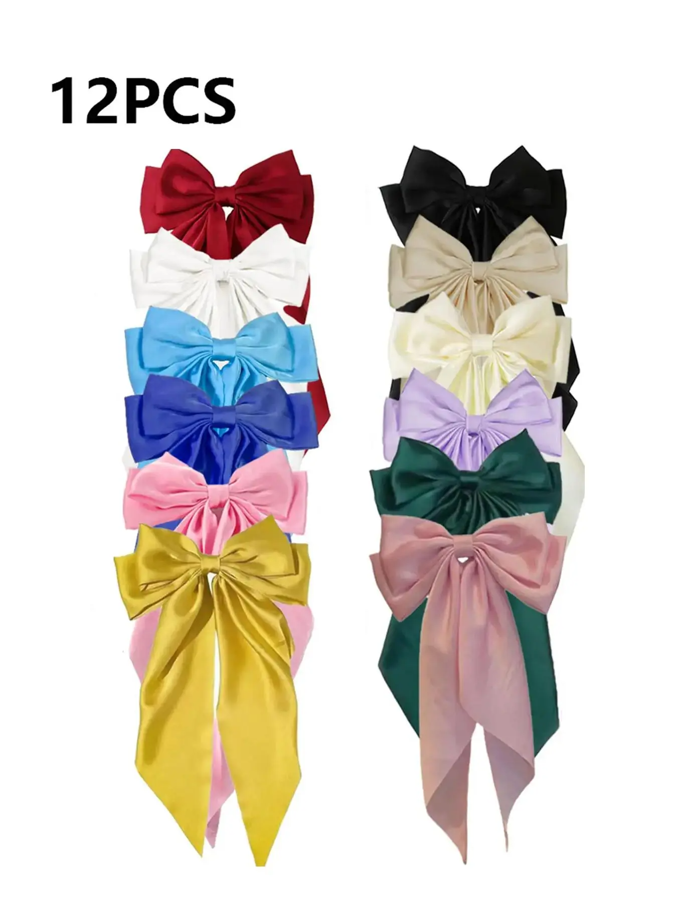 Bow Long Tail Hair Clip Set | Solid Color Minimalist Design | Thick Hair Friendly | Women & Girls | 1 / 2 / 3 Sets