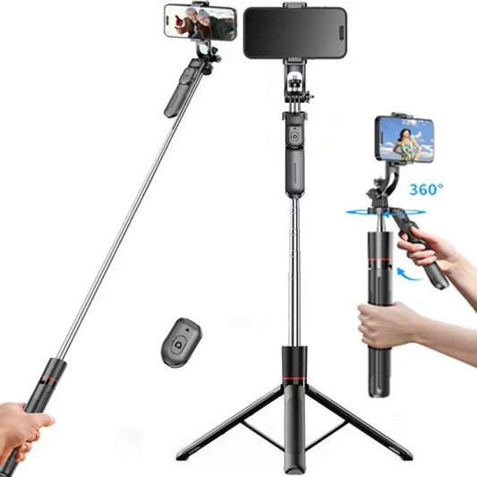 67" Phone Tripod & Selfie Stick | Aluminum, 360° Rotating, Bluetooth Remote | iPhone & Android