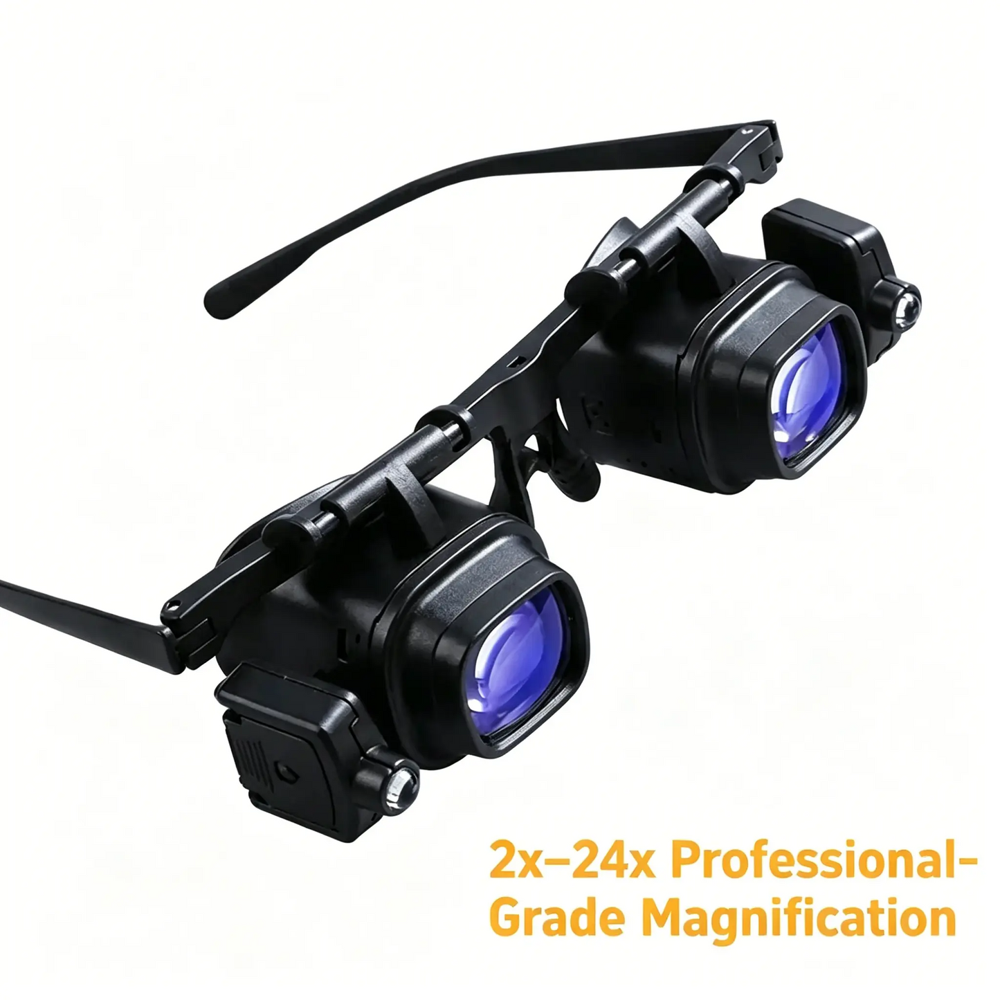 2x–24x LED Head Mount Magnifier | Hands-Free Magnifying Glass for Watch Repair, Electronics & Soldering
