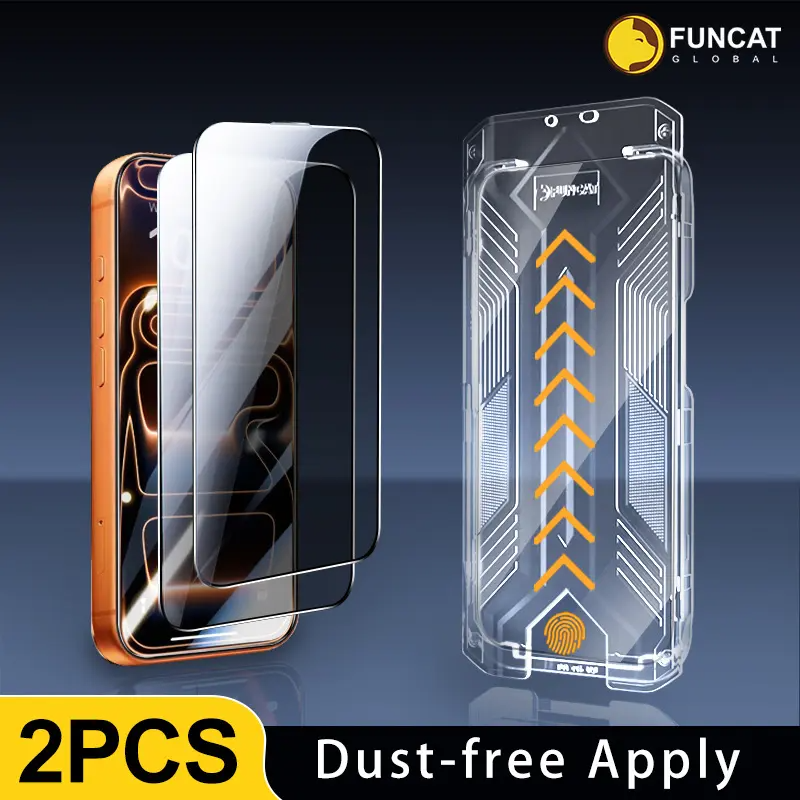 FUNCAT GLOBAL iPhone Screen Protector | Dust-Free Applicator, Tempered Glass | Privacy & HD | iPhone 12-17