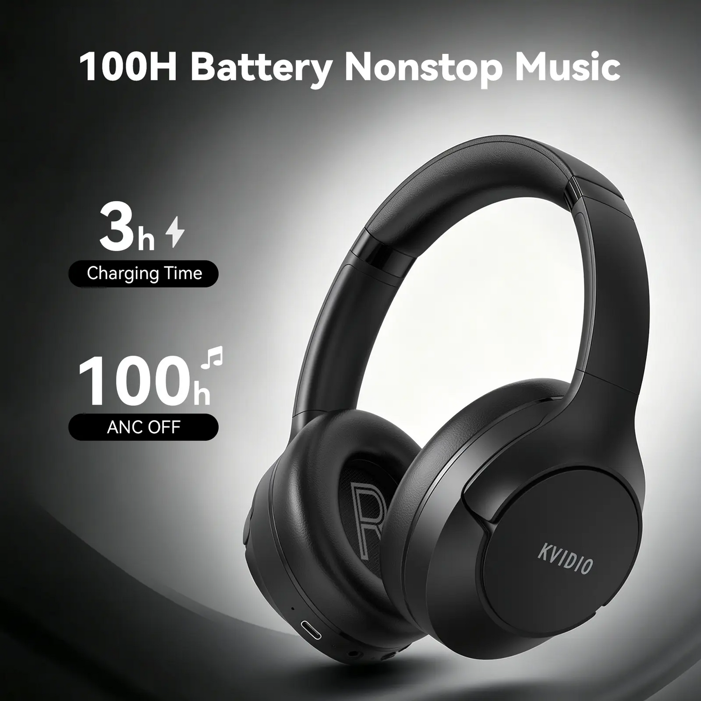 Wireless Bluetooth Headphones | Active Noise Cancelling, 100H Battery, Hi-Res Audio, Foldable | iOS Android PC