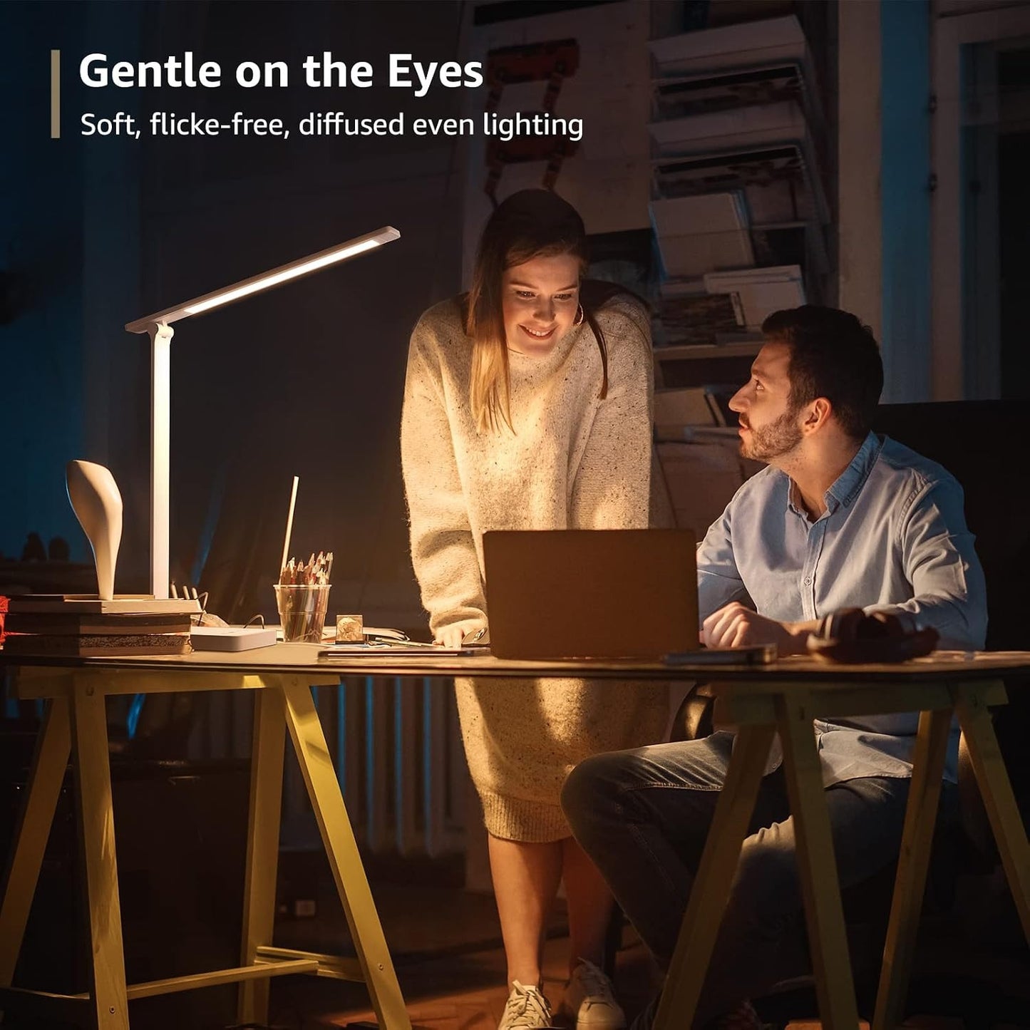 LED Desk Lamp – 9.5W, 800LM, 5 Colors, 5 Brightness Levels, Eye-Care Dimmable Task Light