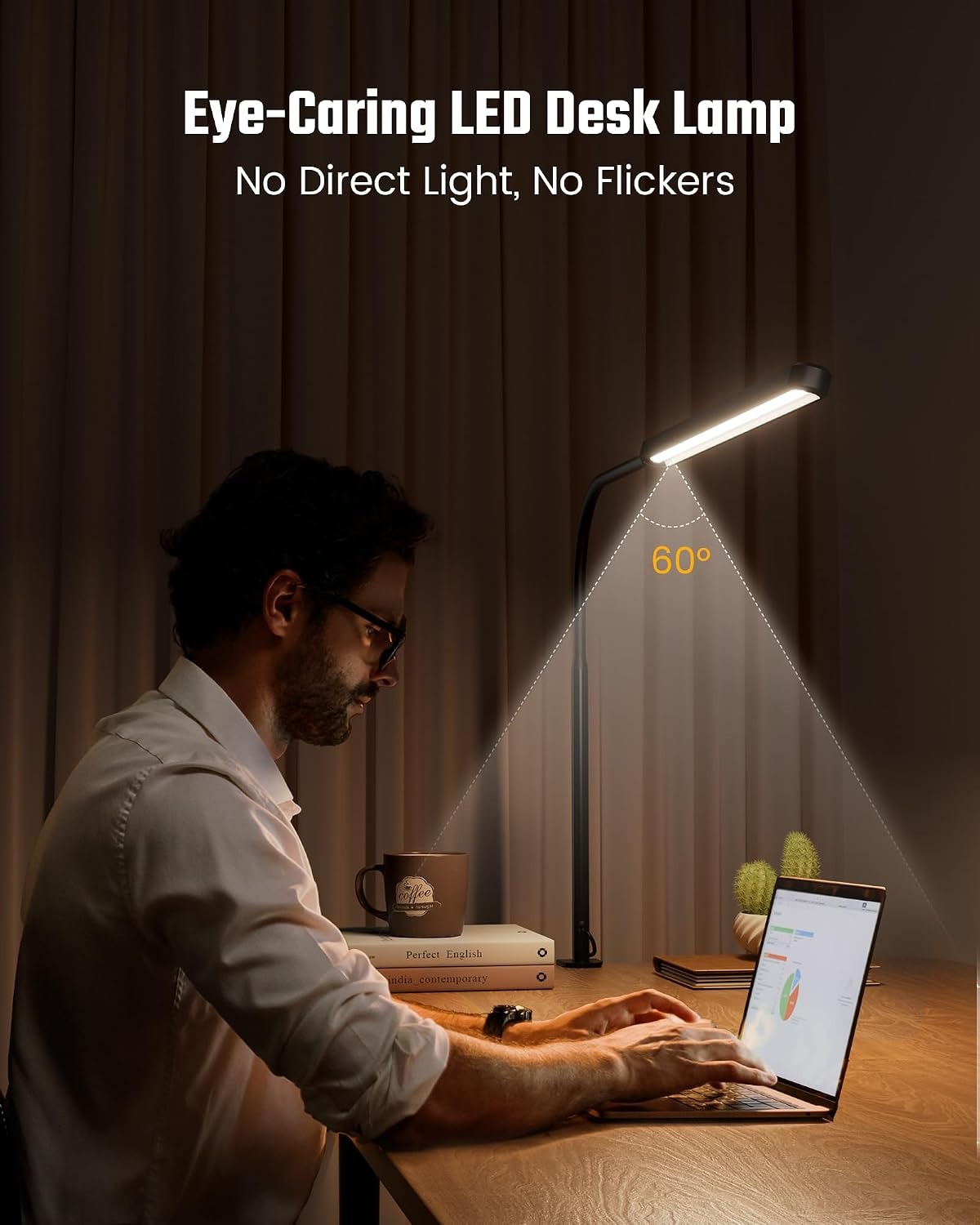 SUPERDANNY LED Desk Lamp – 360° Gooseneck, Clamp, 3 Color Modes, Smooth Dimming, Touch Control
