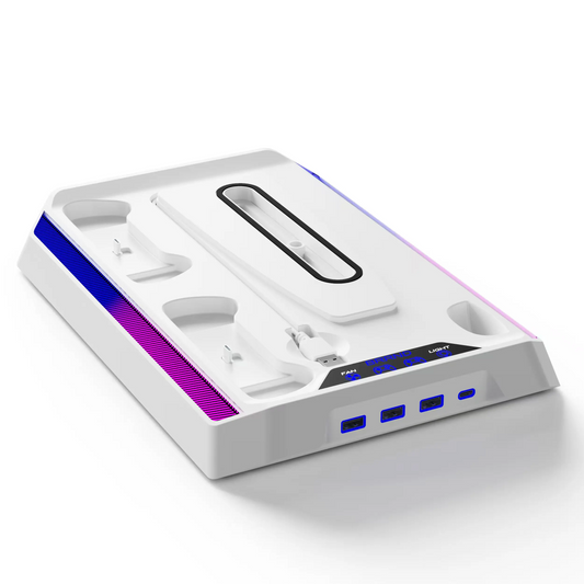 PS5 Cooling Station & Charging Dock | RGB Lights, Dual Controller Charger, USB Hub — Fits PS5 / Slim / Pro