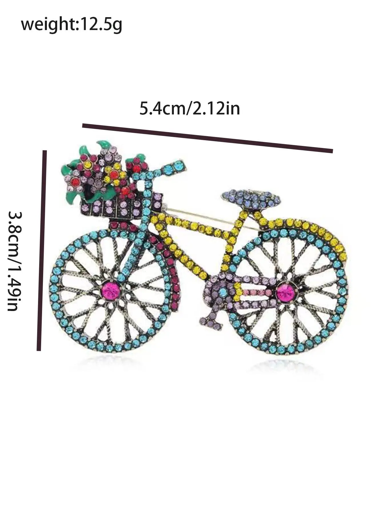 Vintage Rhinestone Brooch Pin Set | Bicycle, Floral & Cartoon Designs | Alloy, Gender Neutral | Gift | 4 / 8 / 12 pcs