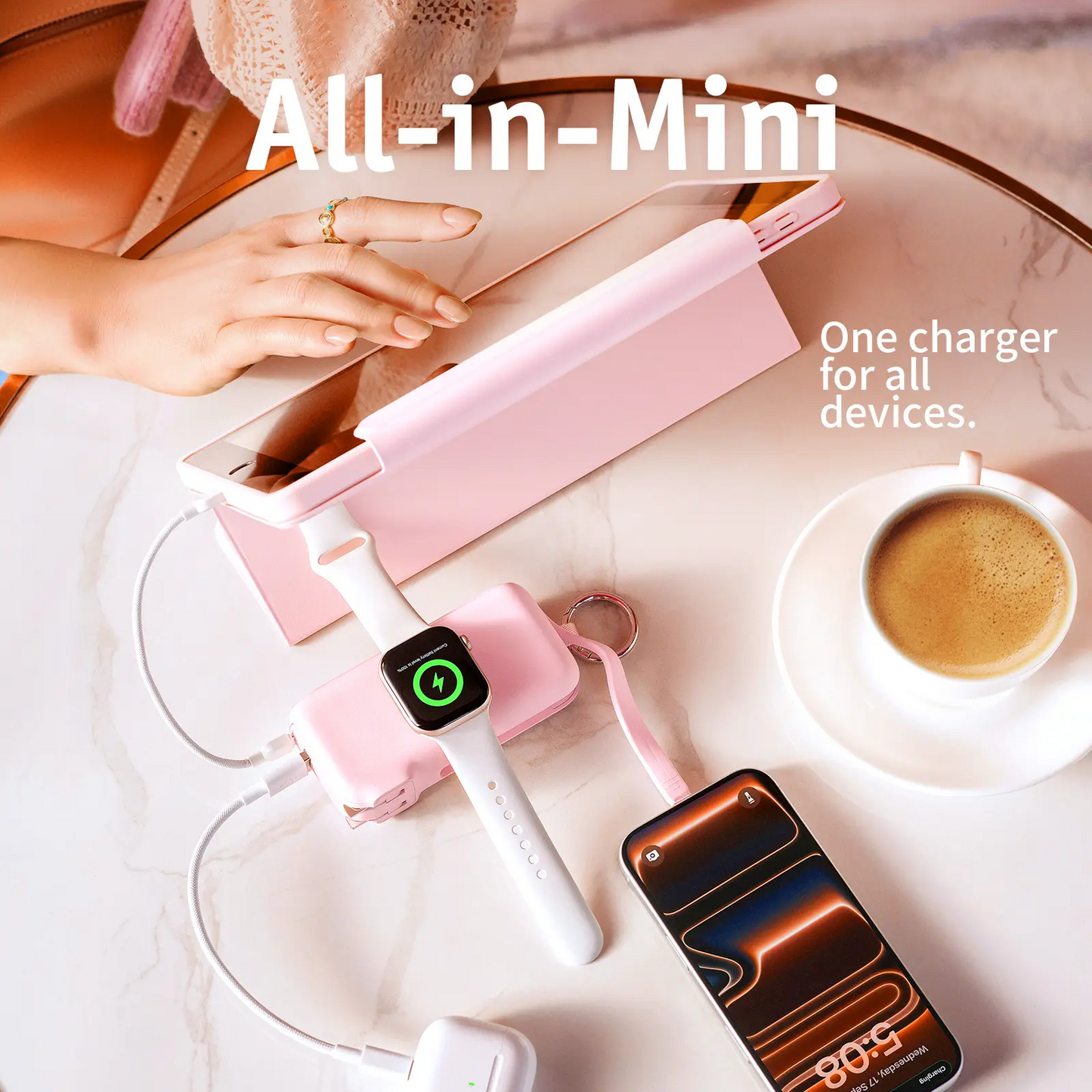 RORRY Flow 3-in-1 Portable Charger 10,000mAh | 40W Fast Charging Power Bank with Built-in USB-C Cable for iPhone 17/16/15, Apple Watch & iPad