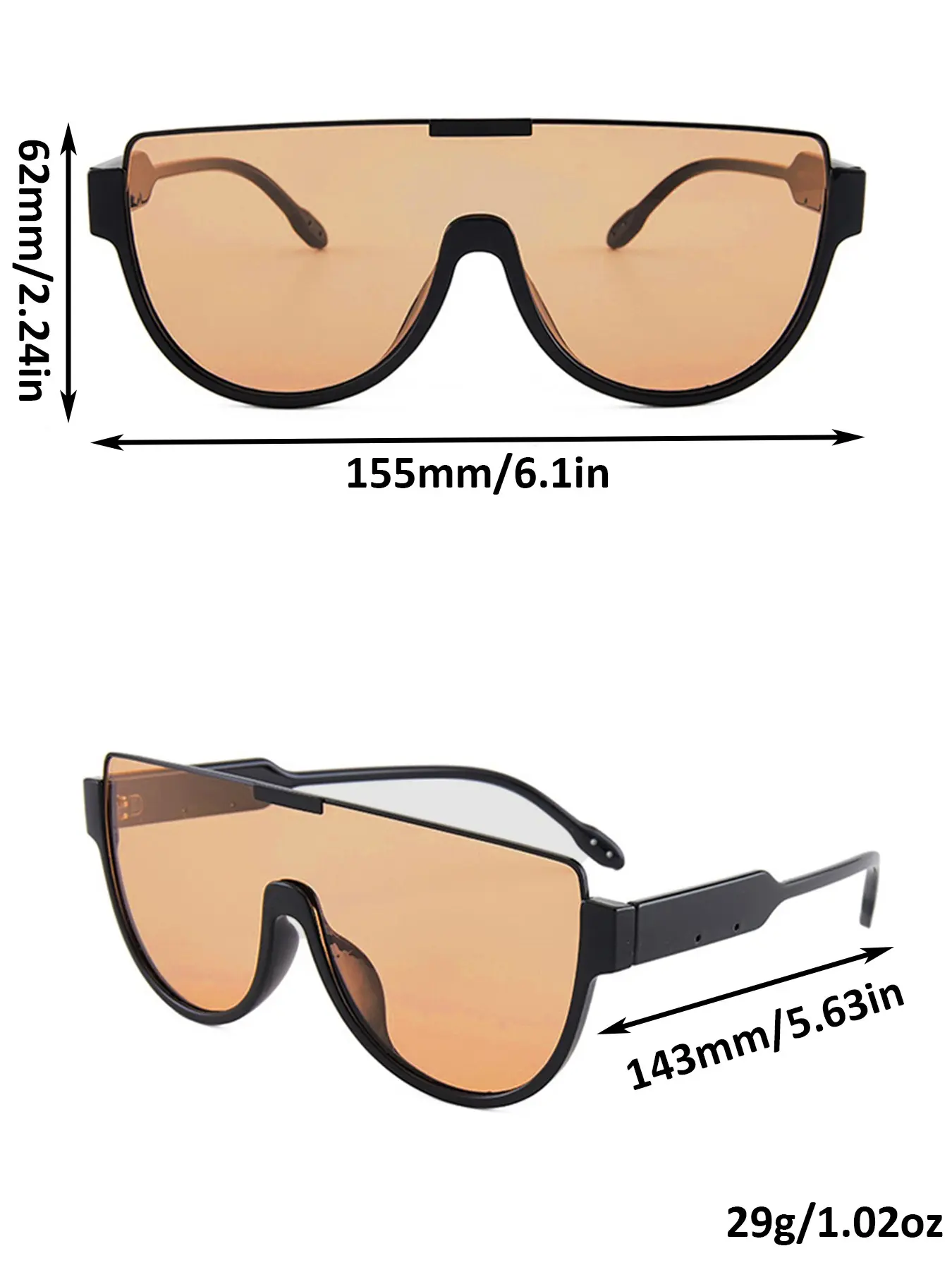 Trendy Semicircle Sunglasses for Women | One-Piece PC Frame, UV Protection | Brown, Grey, Black, Blue