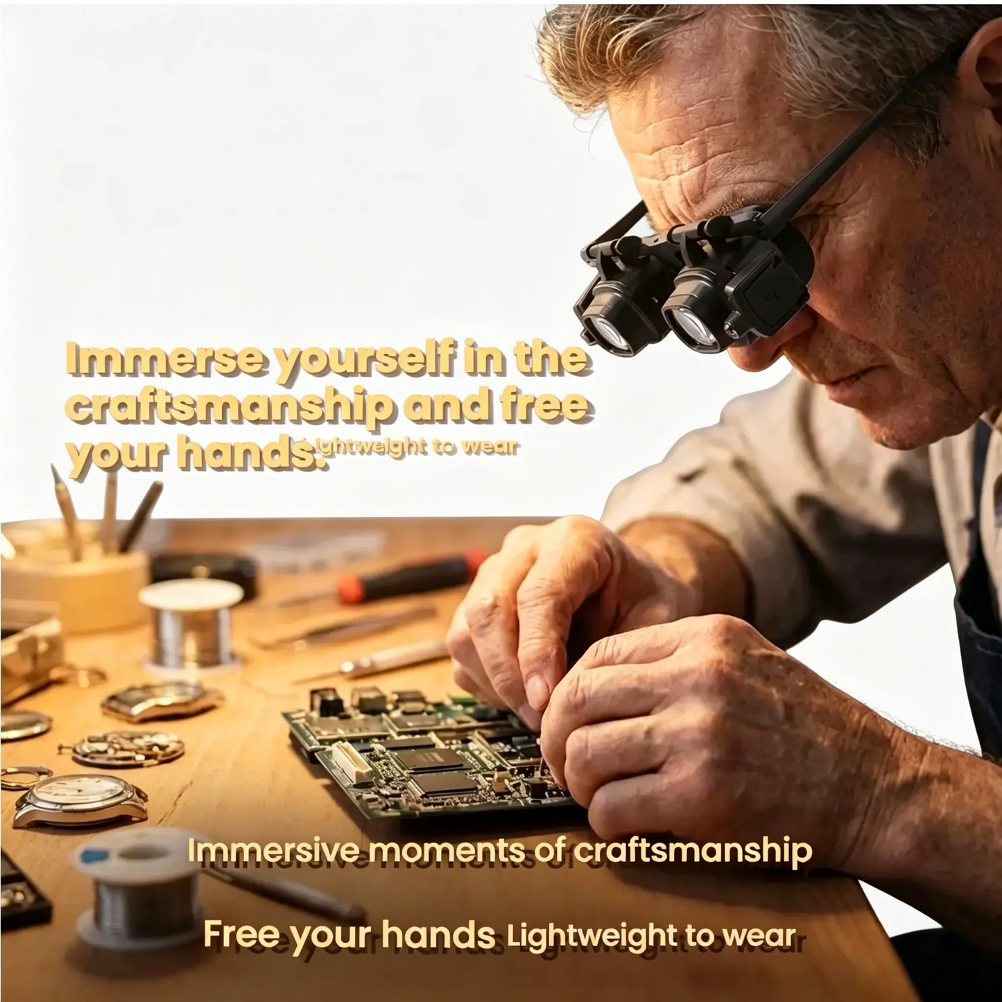 2x–24x LED Head Mount Magnifier | Hands-Free Magnifying Glass for Watch Repair, Electronics & Soldering
