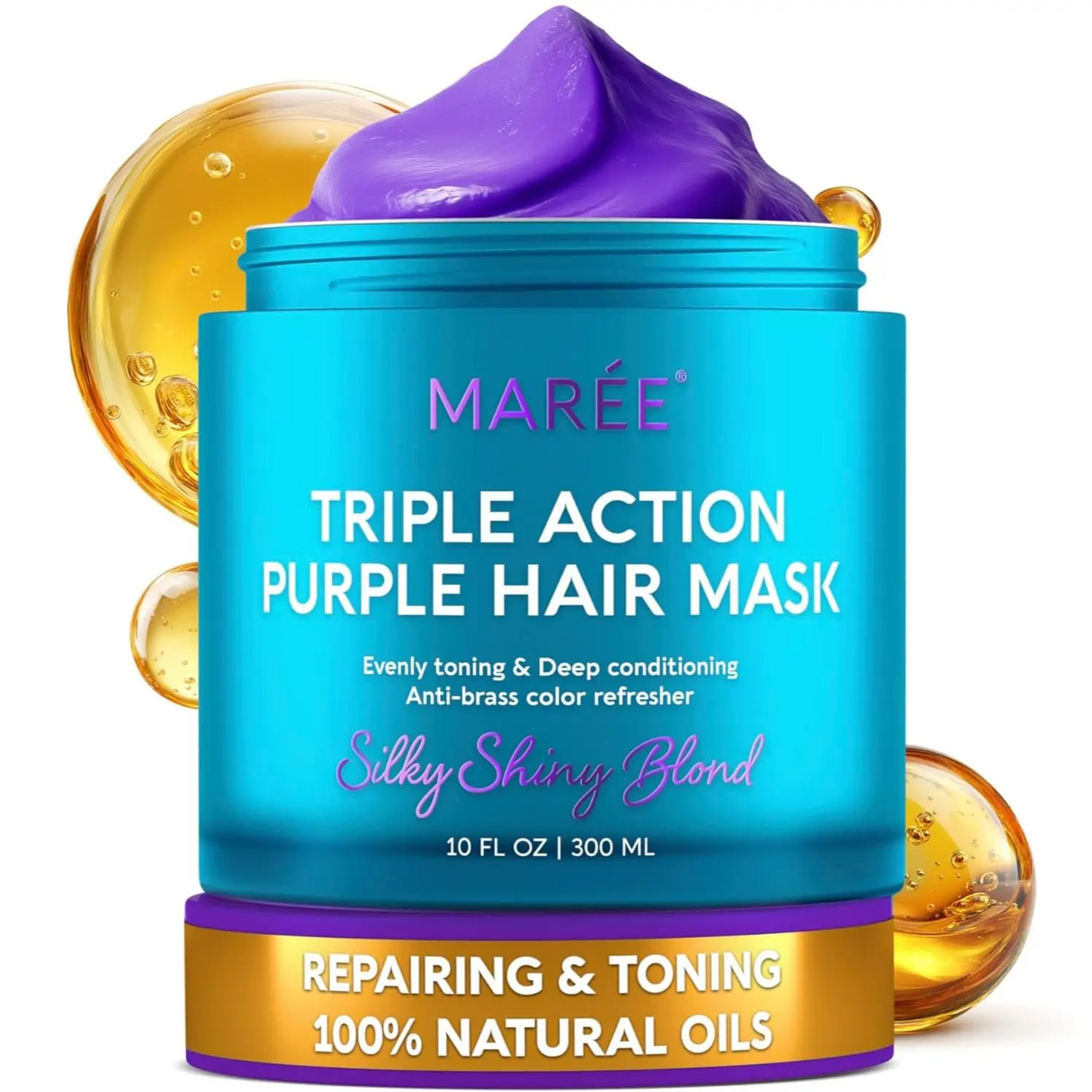 MARÉE Hair Mask Collection | Keratin, Purple Toner, Argan Oil, 10-in-1 & Curl Repair – 10 oz