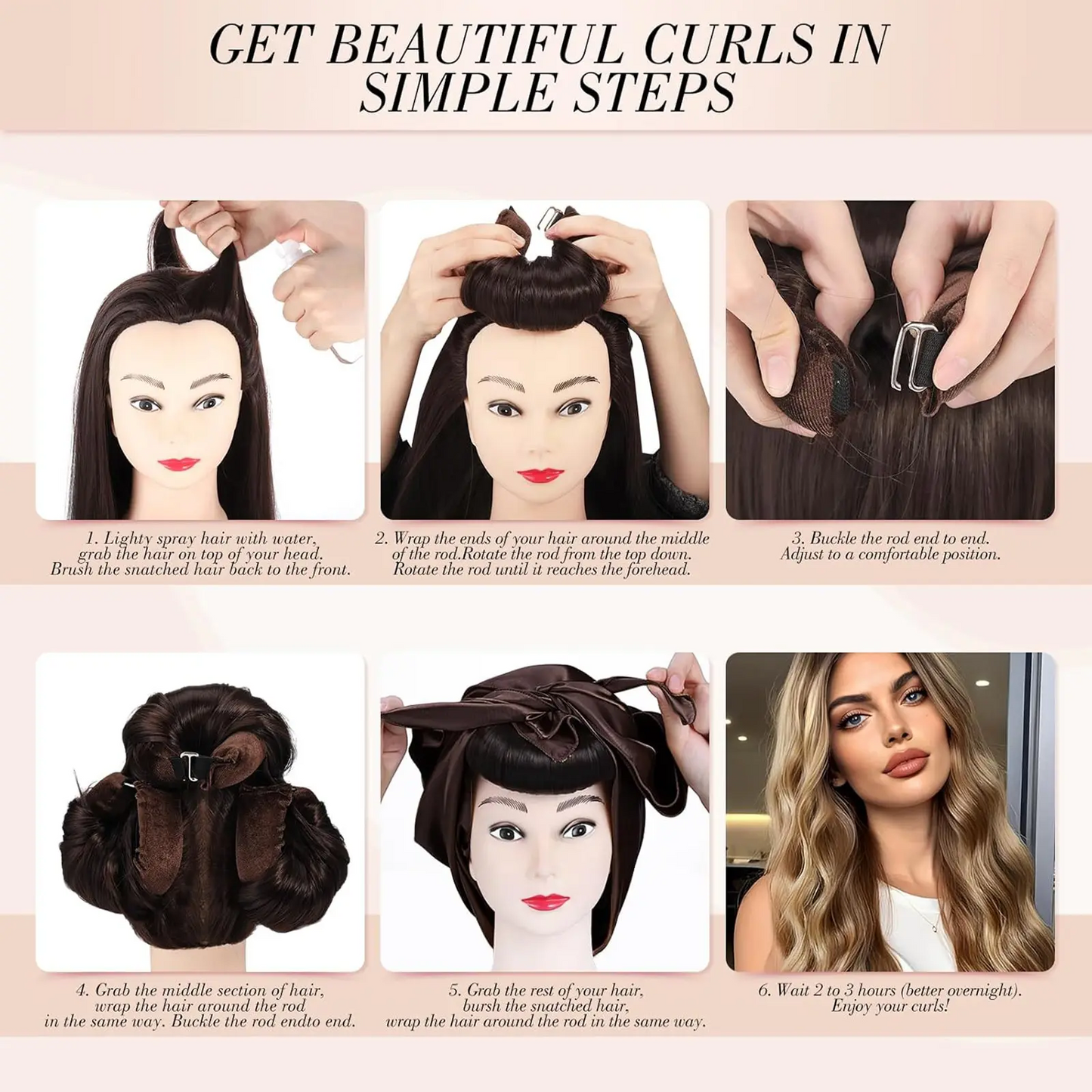 Heatless Curling Rod Kit | Velvet Hair Curlers to Sleep In, Silk Scarf | No Heat Curls for Long & Medium Hair | 4 / 8 / 12 pcs