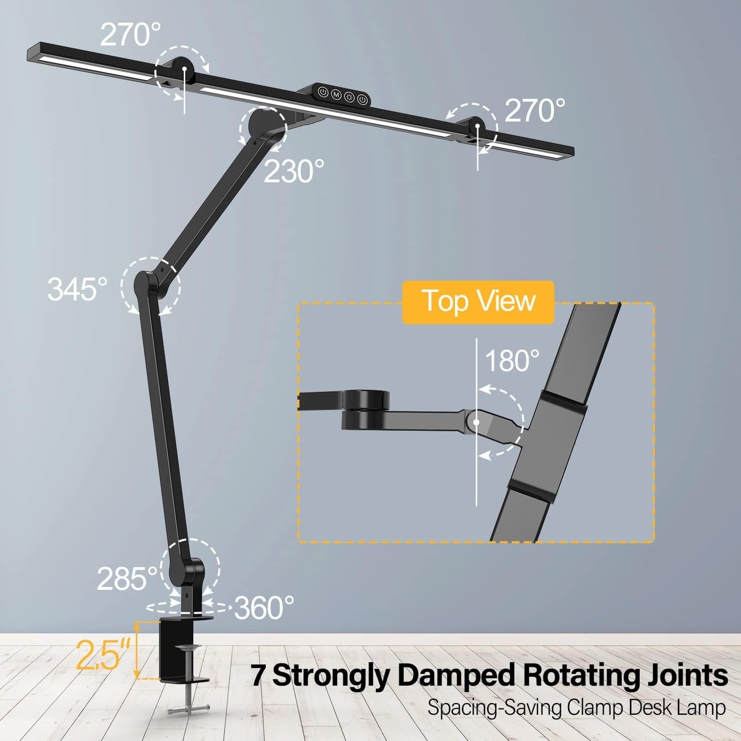 LED Architect Desk Lamp with Clamp – 24W, Auto Dimming, Atmosphere Lighting, Stepless Dimming & Tempering
