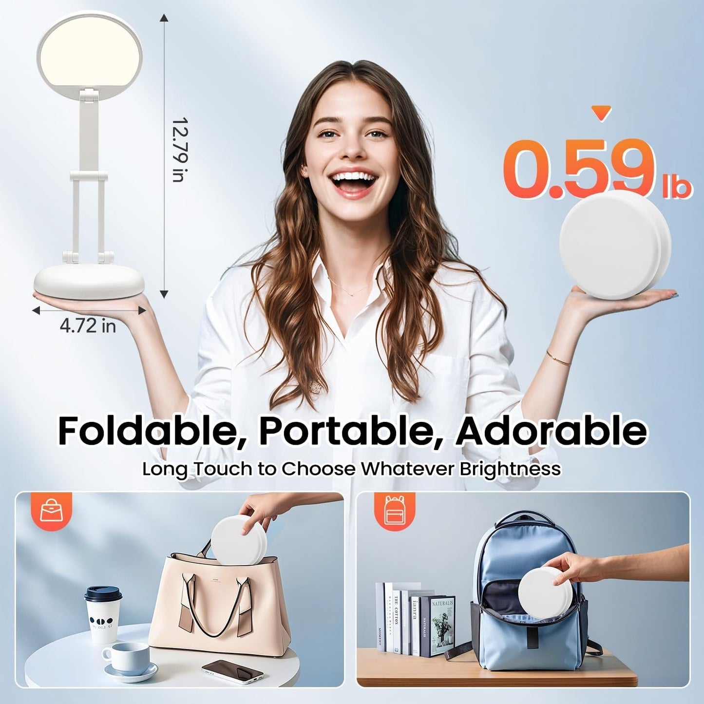 One Fire Rechargeable Table Lamp – 3600mAh, 10 Brightness Levels, Foldable & Portable, Touch Control