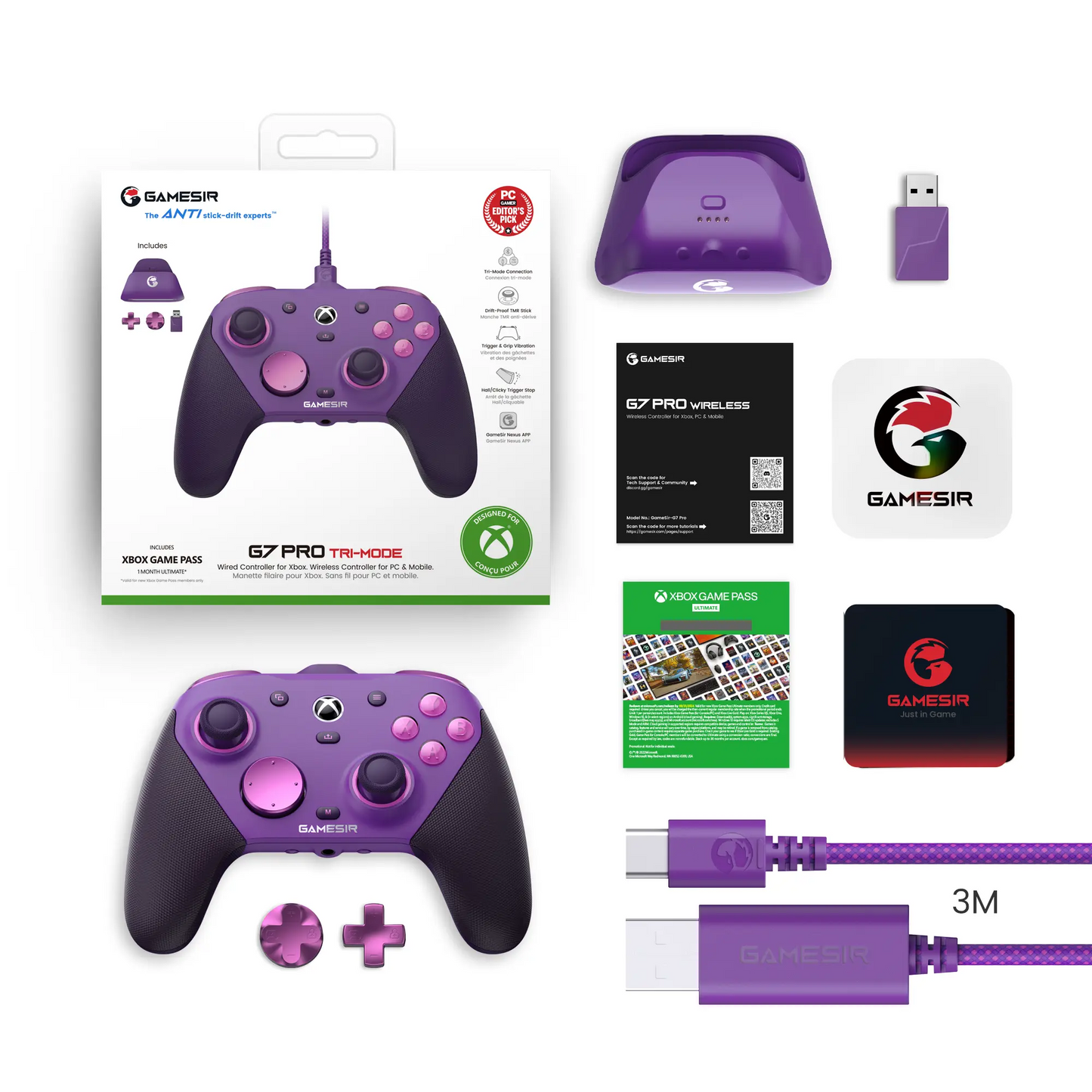 GameSir G7 Pro Controller | TMR Sticks, Hall Effect Triggers, 1000Hz, Xbox / PC / Android | Charging Station Included