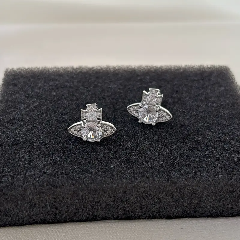 CZ Planet Stud Earrings | Unisex Punk Hip-Hop Streetwear Jewelry | Men & Women | 3 / 6 / 9 Pairs