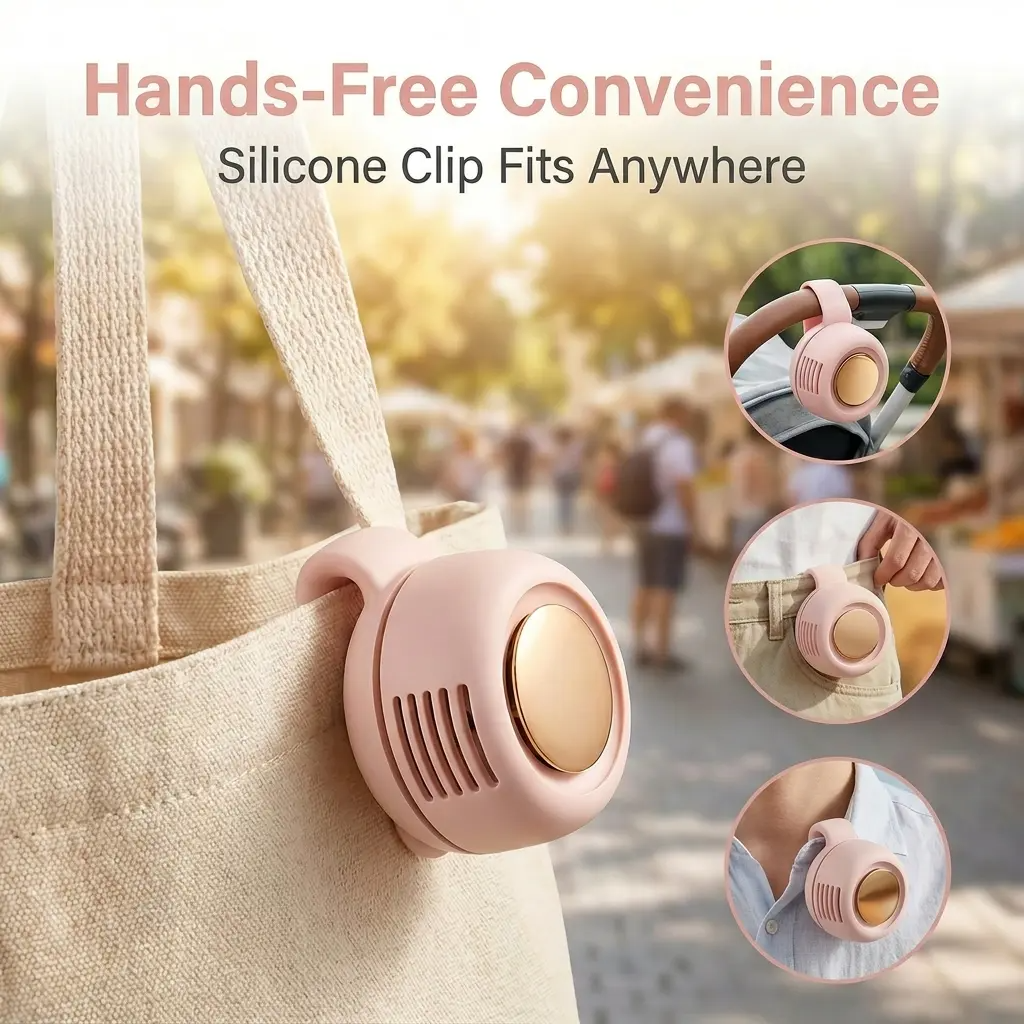 Mini Bladeless Clip Fan | 360° Rotation, 3 Speeds, 6H Battery | Portable Handheld & Waist Fan for Outdoor Travel