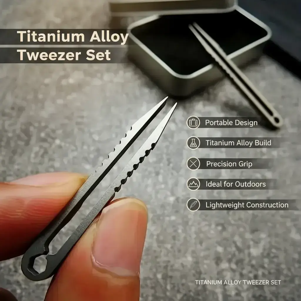 Portable Titanium Alloy Tweezer, Lightweight, Compact & Pocket Tweezer with Precision Grip, Hand Tool for Outdoor Survival, Travel & Outdoor Activities, Lightweight Design, Compact Form, Precision Tweezers