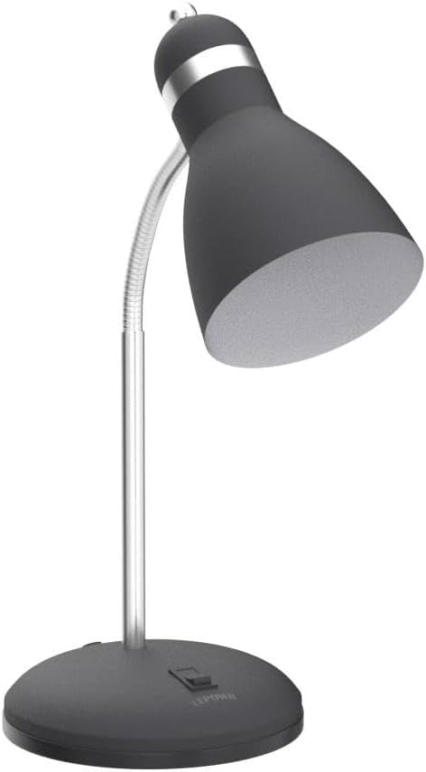 LEPOWER Metal Desk Lamp – Adjustable Gooseneck, E26 Base, Eye-Care Reading Light for Bedroom & Office