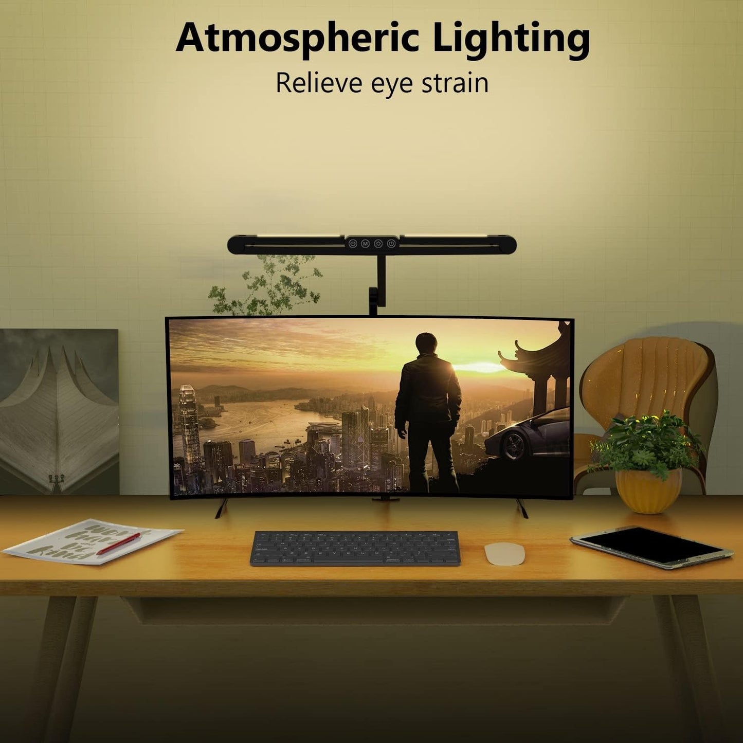 LED Architect Desk Lamp with Clamp – 24W, Auto Dimming, Atmosphere Lighting, Stepless Dimming & Tempering