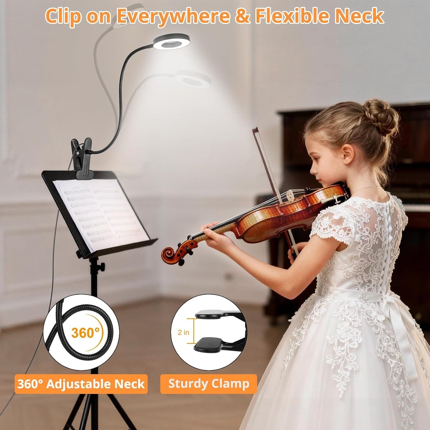 Woputne Clip-On Desk Lamp – 10 Brightness Levels, 3 Modes, Clamp Bedside Light for Reading & Study