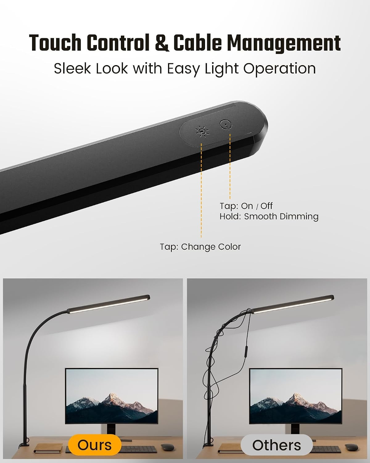 SUPERDANNY LED Desk Lamp – 360° Gooseneck, Clamp, 3 Color Modes, Smooth Dimming, Touch Control