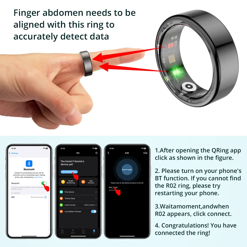 COLMI R10 Wearable Electronic Gadgets Smart Ring - 5ATM Waterproof Fitness Wearable, Wireless Fitness Tracker with Heart Rate Monitor, SpO2 Sensor, USB Rechargeable