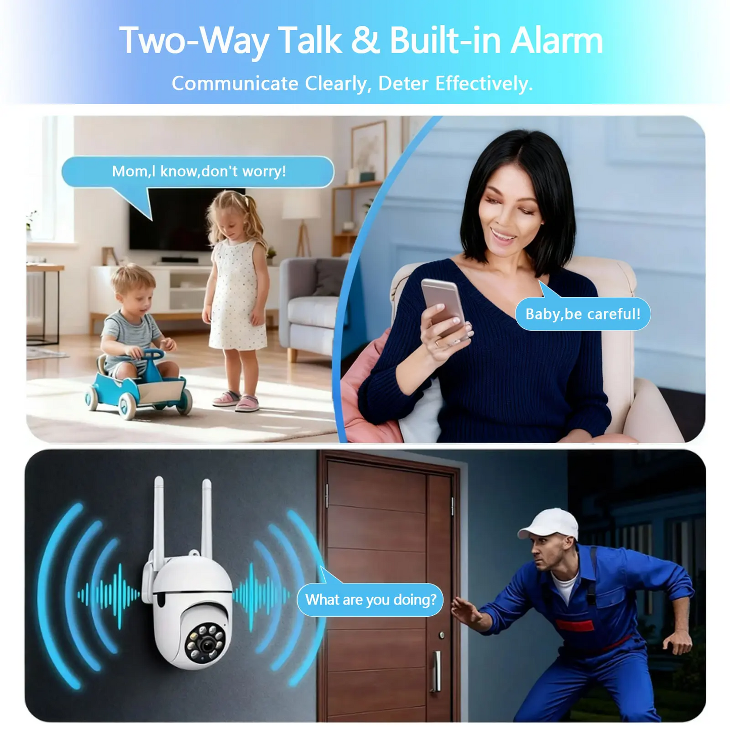 PBSEV Indoor Security Camera 1080P | 360° Pan-Tilt, Night Vision, Motion Detection, 2-Way Audio & Phone App | Baby & Pet Monitor (1/2/4/6 Pack)