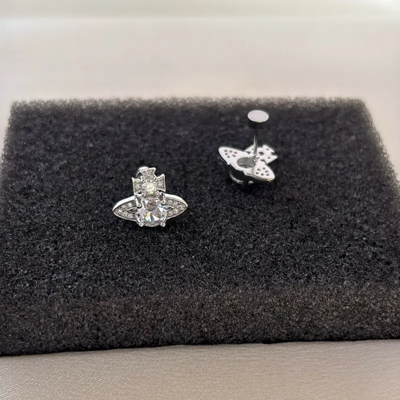 CZ Planet Stud Earrings | Unisex Punk Hip-Hop Streetwear Jewelry | Men & Women | 3 / 6 / 9 Pairs