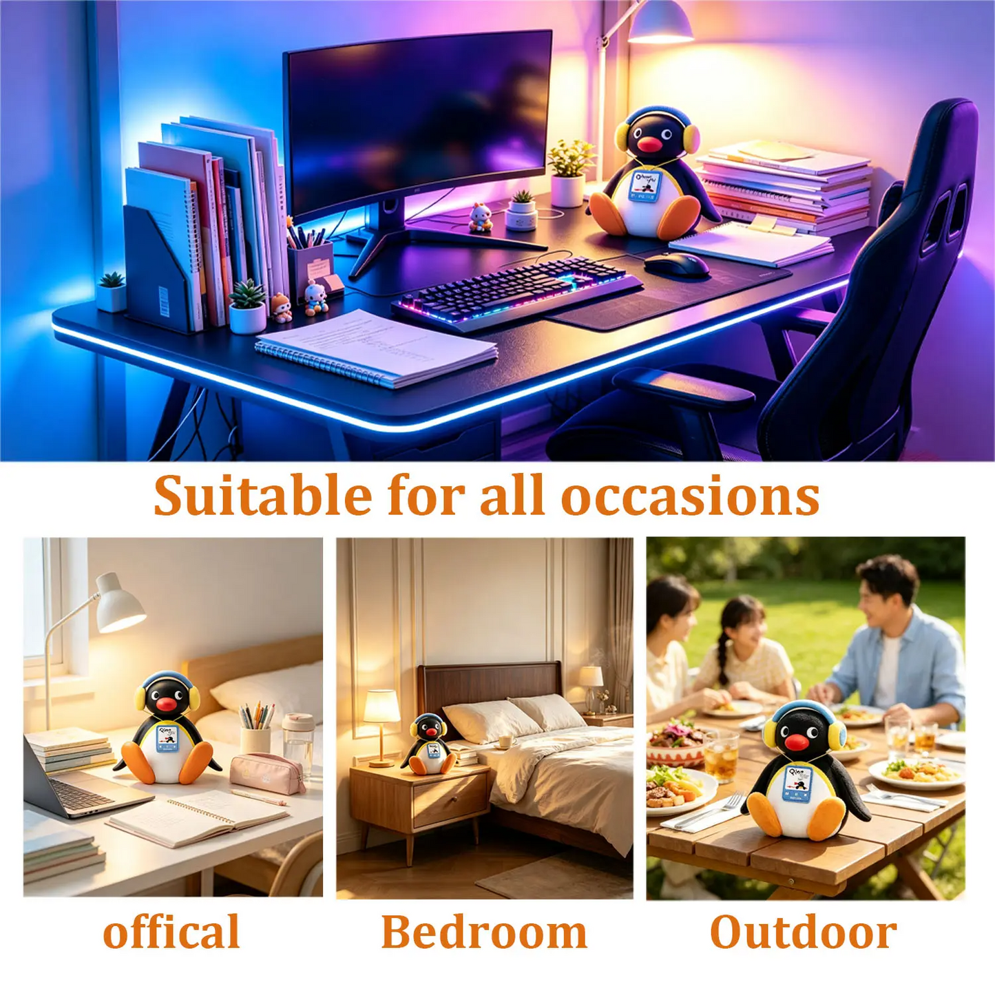 Pingu Bobble-Head Bluetooth Speaker | Cute Penguin Wireless Mini Speaker | Gift for Kids, Women & Men