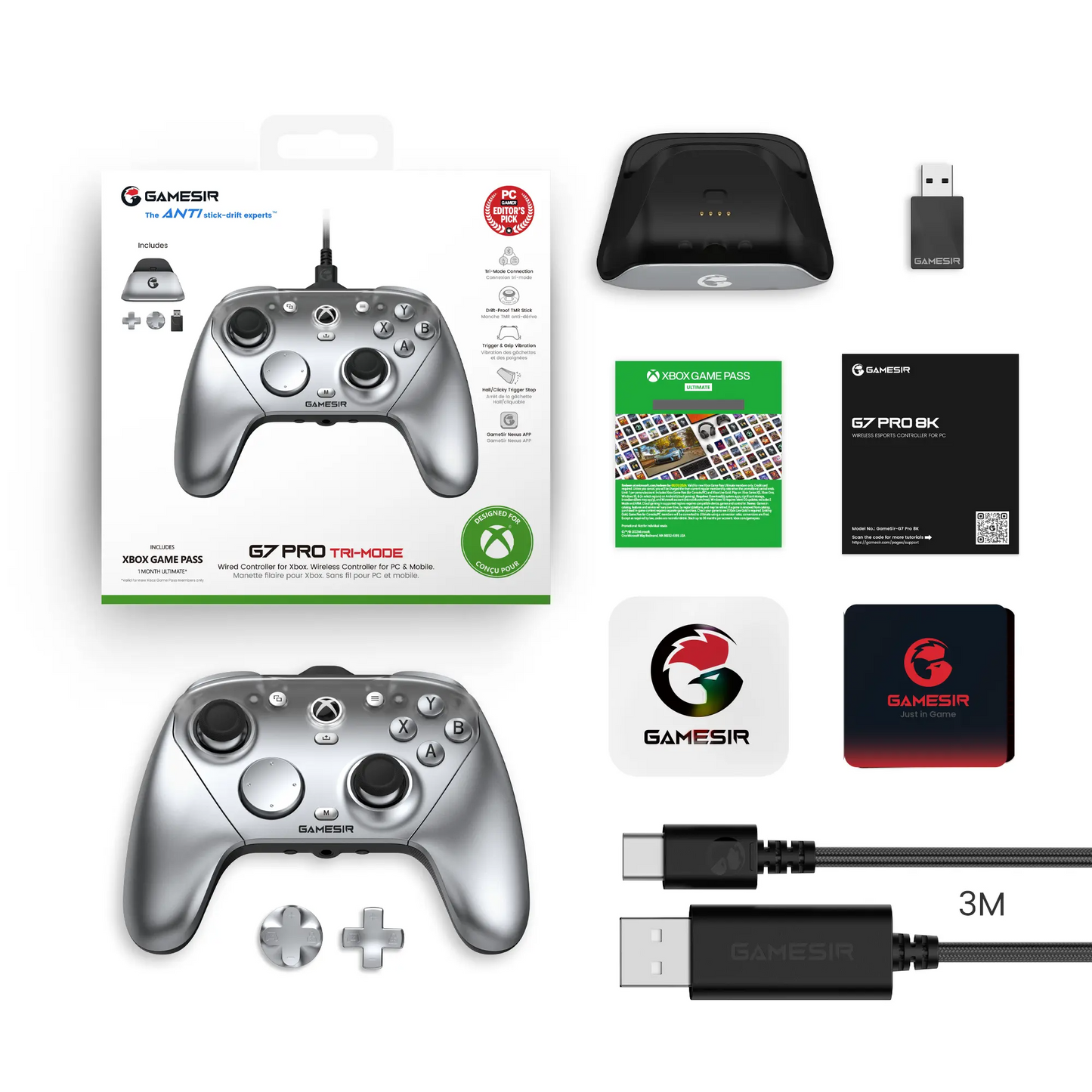 GameSir G7 Pro Controller | TMR Sticks, Hall Effect Triggers, 1000Hz, Xbox / PC / Android | Charging Station Included