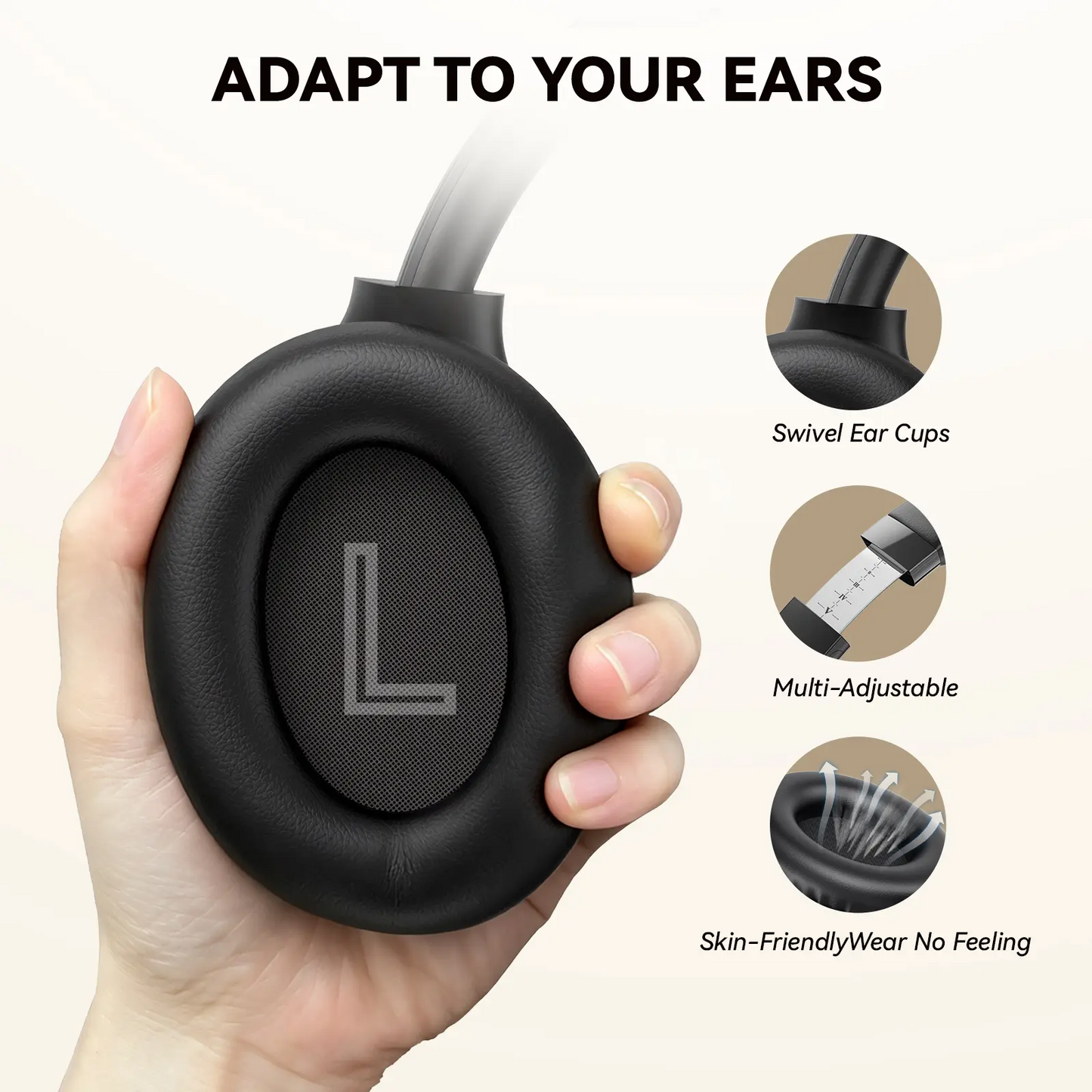 Wireless Bluetooth Headphones | Active Noise Cancelling, 100H Battery, Hi-Res Audio, Foldable | iOS Android PC