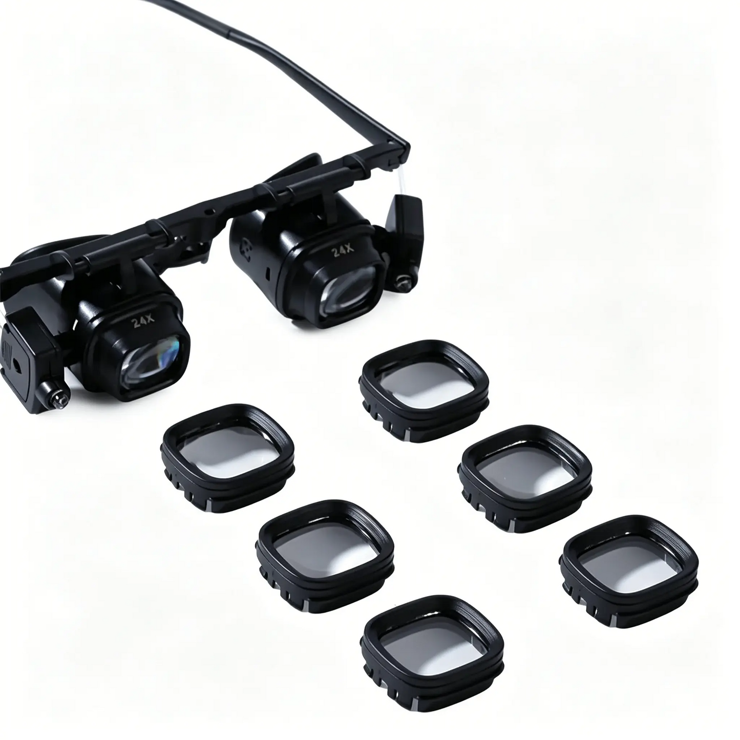 2x–24x LED Head Mount Magnifier | Hands-Free Magnifying Glass for Watch Repair, Electronics & Soldering