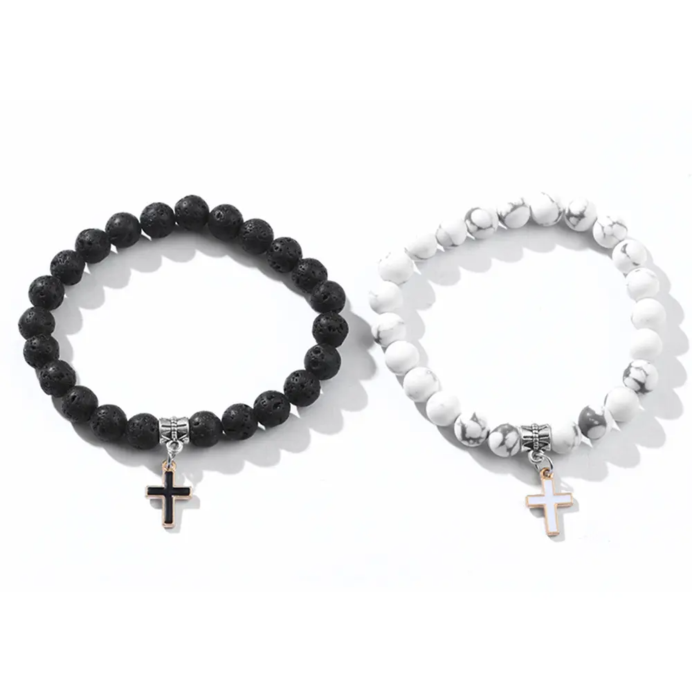 Matching Cross Bracelets for Couples | Woven Rope Friendship Jewelry | Romantic Gift for Boyfriend & Girlfriend | 2 / 4 / 6 / 8 pcs