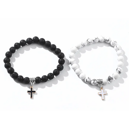Matching Cross Bracelets for Couples | Woven Rope Friendship Jewelry | Romantic Gift for Boyfriend & Girlfriend | 2 / 4 / 6 / 8 pcs