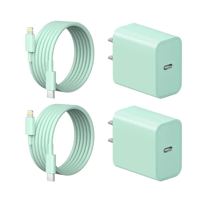 JOZASHON MFi Certified 20W USB-C Fast Charger Block + 6FT Lightning Cable | 2-Pack for iPhone 14/13/12/11, iPad & More