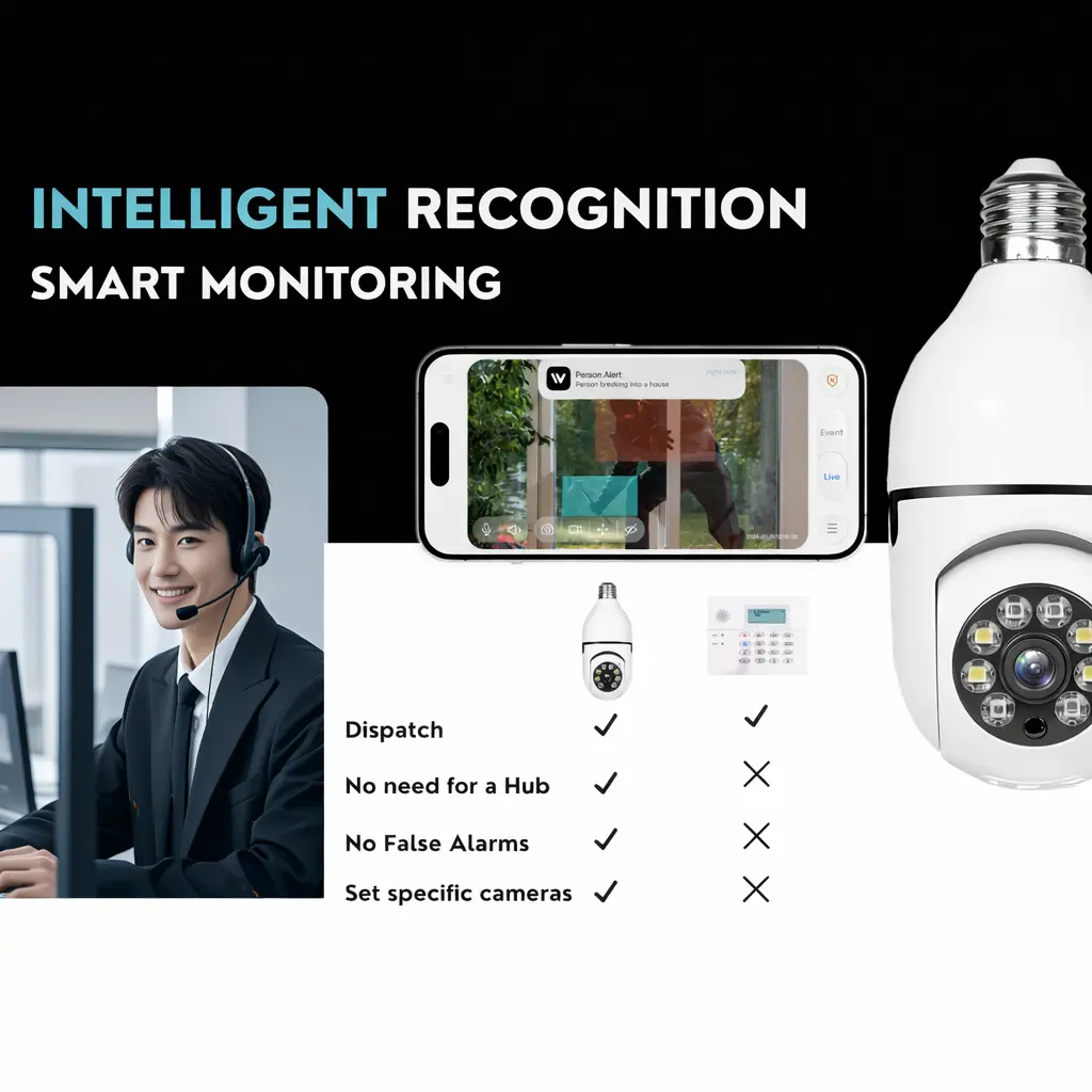 Hawkray 4MP Smart Light Bulb Security Camera | Dual Lens, Night Vision, 5G/2.4G WiFi, 2-Way Audio, Motion Detection