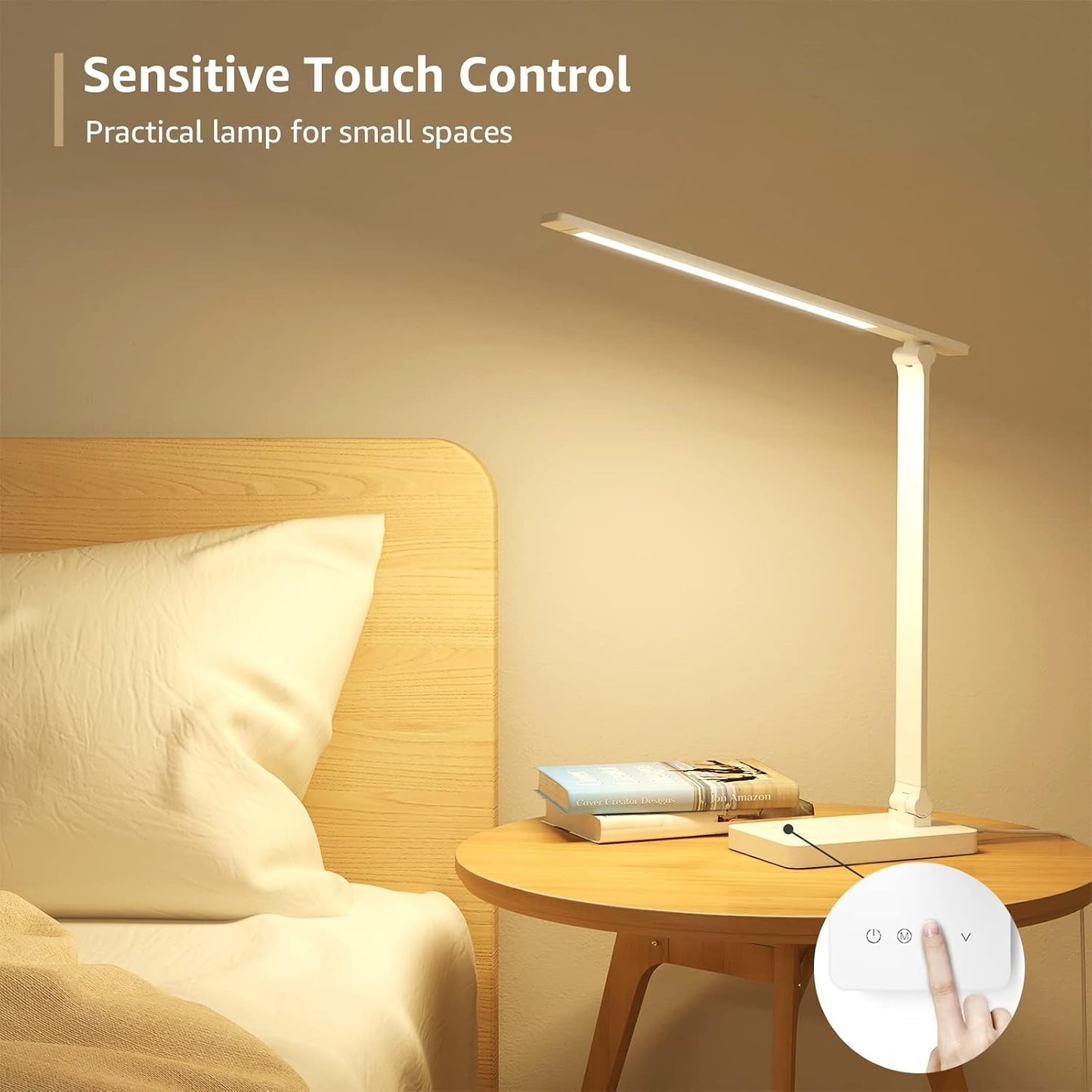 LED Desk Lamp – 9.5W, 800LM, 5 Colors, 5 Brightness Levels, Eye-Care Dimmable Task Light
